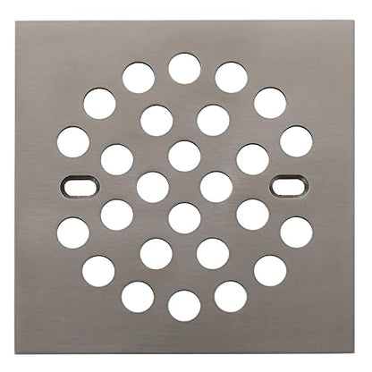 RRAJJ Square Improve 4-1/4 Inch(108mm*108mm) Screw-in Shower Floor Drain Grate Strainer (Brushed Nickel) - color: Brushed Nickel