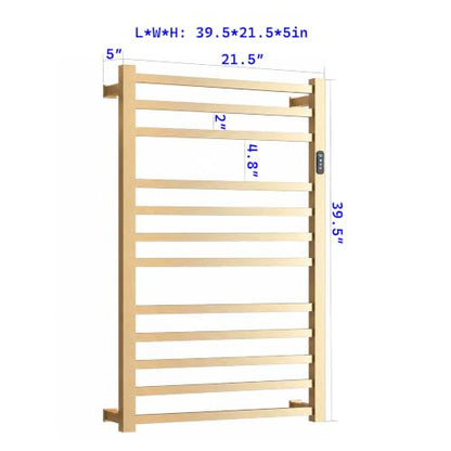12 Bar Luxury Heated Towel Rack for Bathroom, Wall Mounted Electric Towel Warmer Rack with Timer & Temperature Control, Stainless Steel Towel Heater for Bathroom(Brushed Gold) - size: 12 Bars