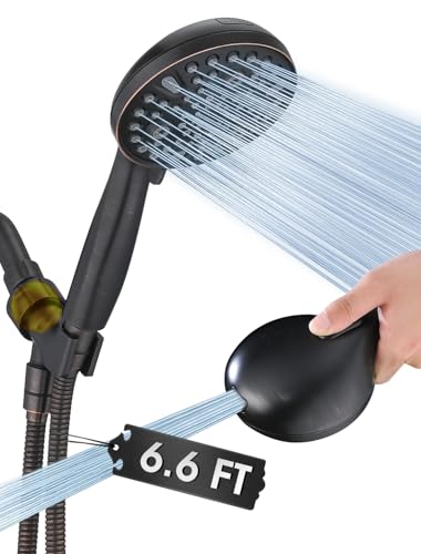 High Pressure 10 Setting Handheld Shower Head, 5" Detachable Showerhead Spray Built-in Power Wash to Clean Tub, Tile & Pets, 79" Extra Long Stainless Steel Hose, Adjustable Bracket - Oil Rubbed Bronze - color: Oil Rubbed Bronze
