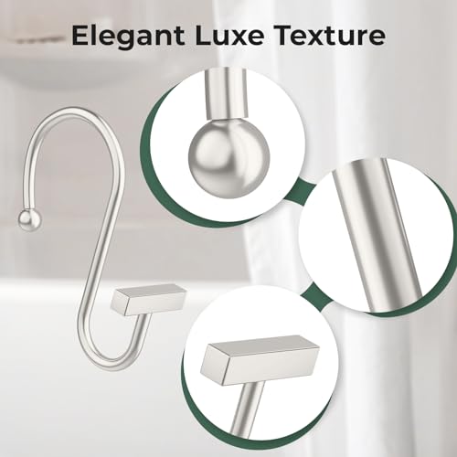 Bathway Shower Curtain Hooks, Shower Curtain Rings Rust Proof, 12PCS Shower Hooks for Shower Curtain, T-Bar Design Convenient Elegant Shower Curtain Hangers for Bathroom Kitchen Wardrobe, Nickel - color: Nickel