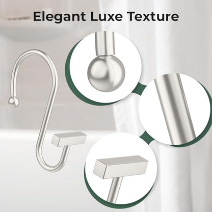 Bathway Shower Curtain Hooks, Shower Curtain Rings Rust Proof, 12PCS Shower Hooks for Shower Curtain, T-Bar Design Convenient Elegant Shower Curtain Hangers for Bathroom Kitchen Wardrobe, Nickel - color: Nickel
