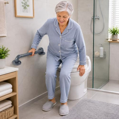 Bathroom Grab Bar, Gray, Non-Slip Textured Grip, 19.7" Length, 2" Height from Wall, Safety Handle for Shower, Toilet, Bath