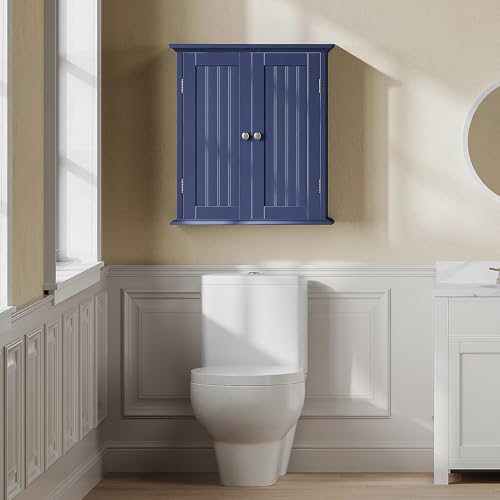 ChooChoo Bathroom Wall Cabinet with 2 Doors, Over The Toilet | 8.8"D x 21.1"W x 24"H, Medicine Cabinet, Adjustable Shelves, Cupboard, Navy Blue - color: Navy Blue, size: 8.8"D x 21.1"W x 24"H