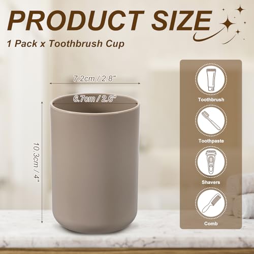 uxcell Bathroom Tumblers, 14oz Reusable Toothbrush Cup 2.8x4 Plastic Cup for Bathroom Travel Home Toothpaste Makeup Brush Holder Mouthwash Water Beverages Combs, Brown - color: Brown