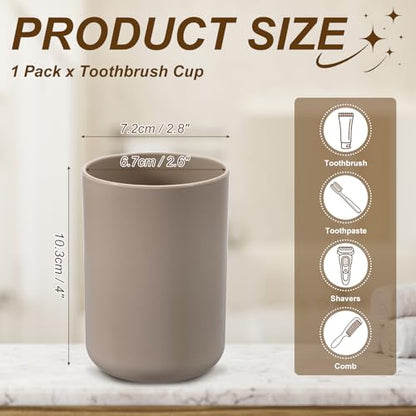 uxcell Bathroom Tumblers, 14oz Reusable Toothbrush Cup 2.8x4 Plastic Cup for Bathroom Travel Home Toothpaste Makeup Brush Holder Mouthwash Water Beverages Combs, Brown - color: Brown