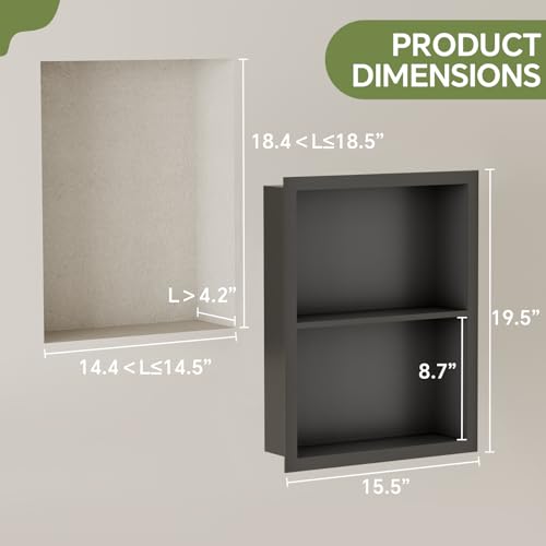 14x18 Medicine Cabinet Recessed Stainless Steel, 2-Tier, Medicine Cabinet Organizer,Stainless Steel Wall Niche, Bathroom Wall Cabinet, Recessed Bathroom Cabinet, Wall Cabinet, Black - color: Black, size: Classic 2-Tier