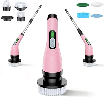 Electric Spin Scrubber - Cordless Bathroom Scrubber with 7 Brush Heads