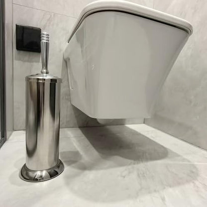 Silver Chrome Toilet Bowl Brush with Holder with Removable lastic Liner, Durable Bathroom Cleaning Tool, Bathroom Cleaner Brush for Efficient Cleaning and Hygiene - color: Chrome(mbb4828)