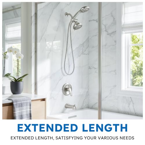 Chrome Finished Shower Hose 63 inches, Shower Hose Extra Long for Shower Head Flexible SUS 304 Stainless Steel Bidet hose for Bathroom Bathing Toilet Cleaning | Stainless Steel Material, Stretchable Design, Tangle-Free Design, Double Buckle Design, Handhe