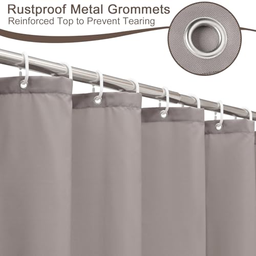 AooHome Extra Long Shower Liner, Fabric Bathroom Curtain with Hooks for Hotel, Weigthed Hem, Water Repellent, 72 x 84 Inch, Chocolate - color: Chocolate, size: 72"W x 84"L (Pack of 1)