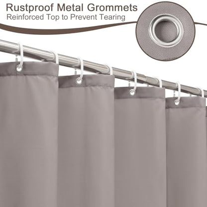 AooHome Extra Long Shower Liner, Fabric Bathroom Curtain with Hooks for Hotel, Weigthed Hem, Water Repellent, 72 x 84 Inch, Chocolate - color: Chocolate, size: 72"W x 84"L (Pack of 1)