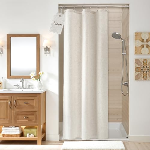 Linen Shower Curtain for Bathroom 36x72 Inch 1 Panel Cream Beige | Small Shower Curtains with Hook for Camper RV Narrow Singel, Neutral Rustic Boho Farmhouse, Simple Shower Decor,Natural Ivory - color: Natural, size: 36"W x 72"L (Pack of 1)