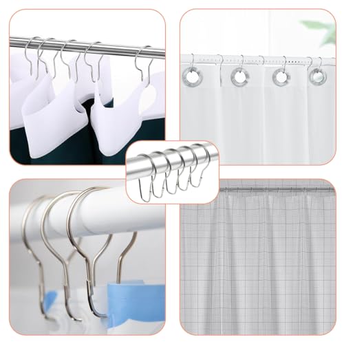 400 PCS Metal Shower Curtain Rings Hooks Bulk Rust Proof Hanging Shower Curtain Hooks Practical Stainless Curtains Ring for Home Bathroom Kitchen Rods Application, Silver - color: 400pcs Silver