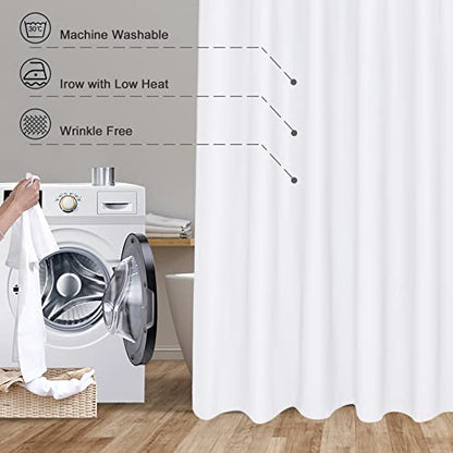 EurCross Solid White Shower Curtain 72 x 72inches Long, Water-Resistant Fabric Shower Curtain Liner for Bathroom - color: White, size: 72"W x 72"L (Pack of 1)