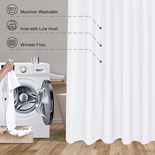 EurCross Extra Long Fabric Shower Curtain Liner 84 inches Long Length, Light in Machine Washable Water-Repellent Solid White Shower Curtain Liner for Bathroom 72 x 84inch - color: White, size: 72"W x 84"L (Pack of 1)