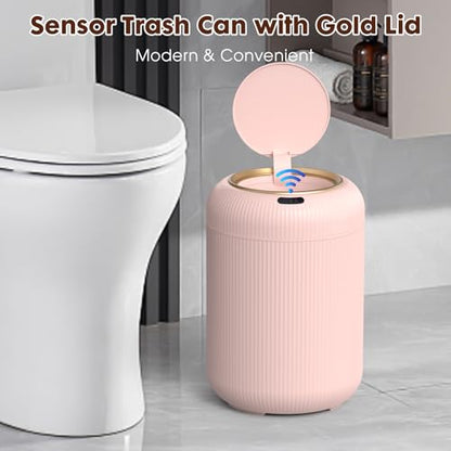 Procade Automatic Motion Sensor Bathroom Trash Can with Lid, 3 Gallon Touchless Trash Bin, Smart Plastic Garbage Can, Mini Pink Wastebasket for Toilet, Office, rv, Bedroom, Living Room - color: Pink