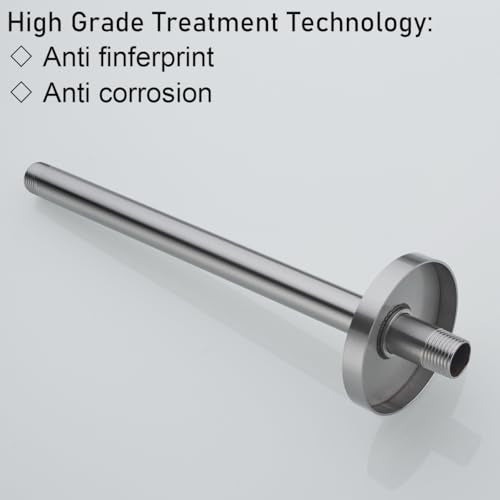 RANDOM Brushed Nickel Shower Arm with Flange 12 Inches Ceiling Mount Shower Head Extension Straight Arm Ceiling-Mounted For Fixed Shower Head.RD-91038-12BN - color: 12″ Brushed Nickel(Round Flange)