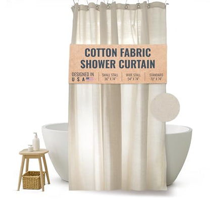Bean Products Natural Cotton Narrow Shower Stall Curtain Liner - 36x74 - color: Natural, size: 36"W x 74"L (Pack of 1)