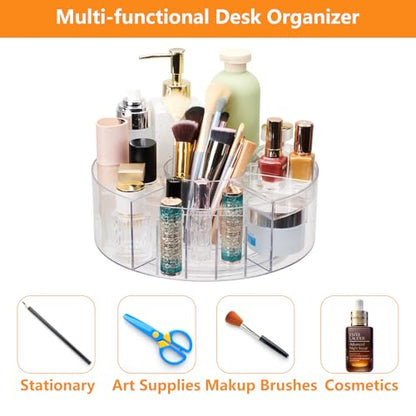 360 Rotating Makeup Organizer for Vanity, 10” Desk Acrylic Spinning Cosmetic Skincare Organizer Countertop, Large Clear Lazy Susan Round Organizer for Lotion, Lipsticks, Perfume, Brushes