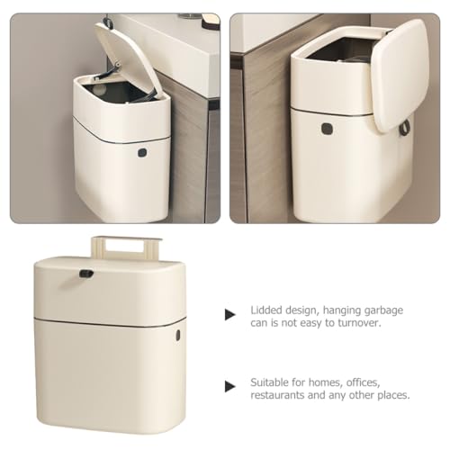 Wall-Mounted 12l Kitchen Trash Can with Lid, Cupboard Hanging Rubbish Bin, Sealed Plastic Waste Basket for Bathroom and Cabinet Storage