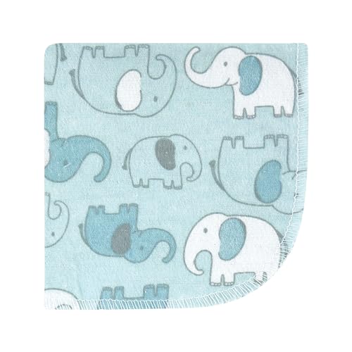 Hudson Baby Unisex Baby Flannel Cotton Poly Washcloths, Boy New Elephant 12Pk, One Size - color: Boy New Elephant 12pk