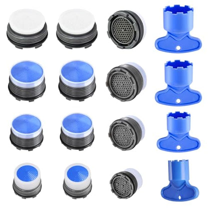 12 PCS Faucet Aerator Set, M16.5, M18.5, M21.5, M24, Kitchen & Bathroom Sink Aerator Replacement with Key Removal Wrench Tool - style: 16.5MM+18.5MM+21.5MM+24MM