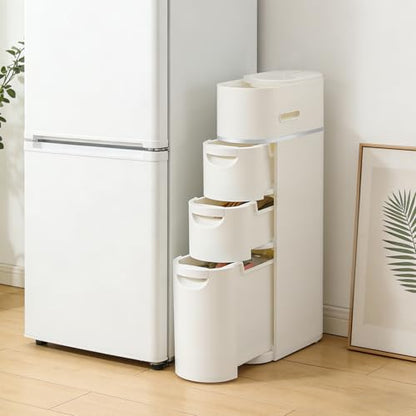 3-Tier Slim Freestanding Bathroom Storage Cabinet with 3 Drawers | 16×7×30in, White, ABS, Narrow Body Design, Toilet Paper Storage Space, For Bathroom Kitchen Bedroom - size: 3-Tier