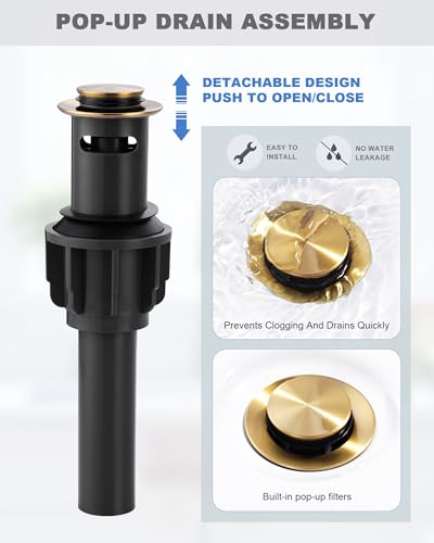 Bathroom Faucet 3 Hole Gold, 8 Inch Widespread Vanity Sink Faucets | Metal Zinc Alloy+ABS Gold Bathroom Sink Faucet with Swivel Spout, Two Handles Lead-Free Tap with Drain and cUPC Supply Line - color: Gold