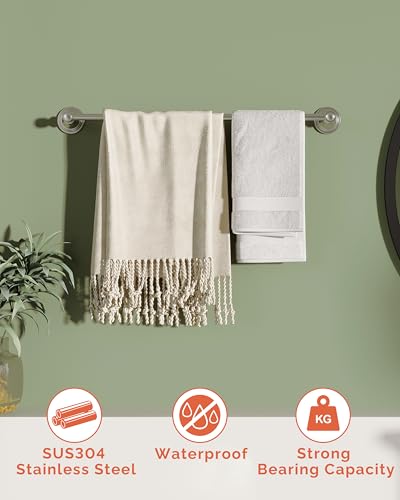Towel Bar 24inch, Stainless Steel Bathroom Towel Rack Wall Mounted, Heavy Duty Towel Rod, Towel Holders for Bathroom, Kitchen (Brushed Nickel) - color: Brushed Nickel