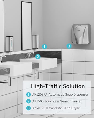 AIKE Automatic Foaming Soap Dispenser 33.8oz for Bathroom,Polished AK1207FA | Rich Foam and Steel Finish,5-Level Adjustable and Key for Commercial(Battery Not Included),Screw Wall Mount for Space-Saving - color: Polished Stainless Steel
