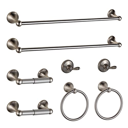 BGL Bathroom Hardware Set Brushed Nickel Adjustable Expandable Bath Towel Bars Bathroom Accessory Set Towel Racks 8-Pieces Wall Mount - color: 8 Pcs Brushed Nickel