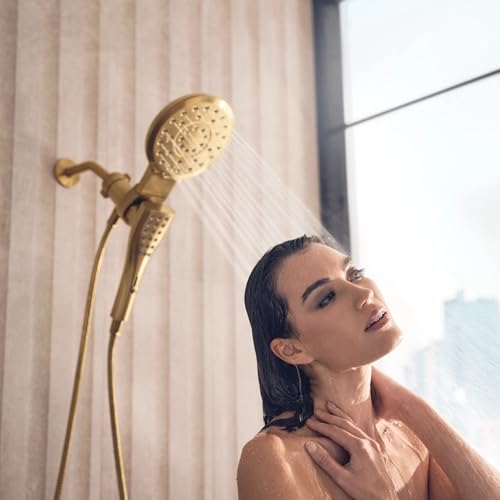 Moen Verso Magnetix Handheld & Rain Shower Head Combo, Brushed Gold | 8-Function Handheld, 7-Inch Rain Shower Head, Detachable with 72-Inch Metal Hose, Model 220C3BG - color: Brushed Gold