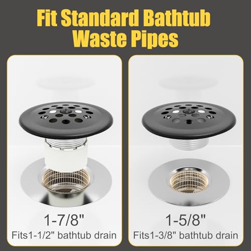 Trip Lever Tub Drain Kit, Matte Black | Bathtub Drains Stopper Replacement Kits, Trip Lever Overflow Faceplate, Tub Drains Strainer, Thread Adapter & Gasket - color: Black Kits