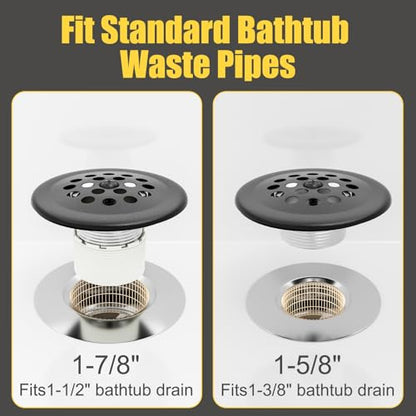 Trip Lever Tub Drain Kit, Matte Black | Bathtub Drains Stopper Replacement Kits, Trip Lever Overflow Faceplate, Tub Drains Strainer, Thread Adapter & Gasket - color: Black Kits