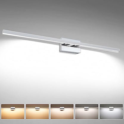 VOLISUN 48-Inch Dimmable Bathroom Vanity Light, 30W 5CCT LED Fixture Over Mirror, Chrome, ETL Certificated - color: Chrome, size: 48inch