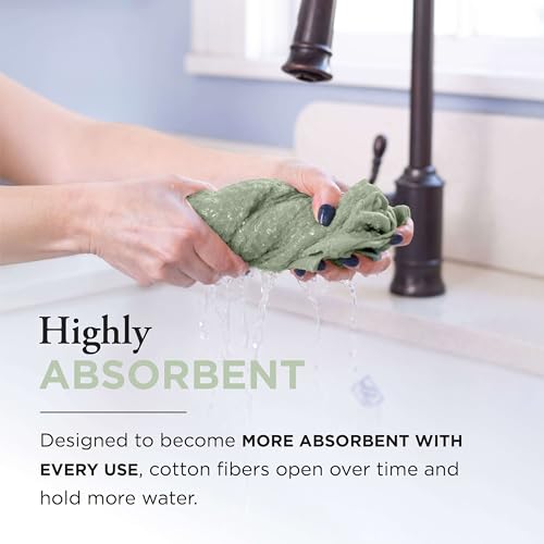 Thyme and Sage 100% Cotton Turkish Kitchen Hand Towel Set, Sage, 4 Pack | Premium Materials, 16"x26", Made in Turkey, Ultra Absorbent, 350 GSM - color: Sage, size: Pack of 4