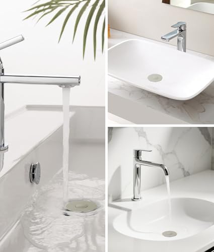 QYHNYJF Upgraded Bathroom Sink Stopper with Hair Catcher - Universal Pop-Up Drain Plug, Stainless Steel & Silicone Seal for 1.1-1.5 Inch Drains,Brushed Nickel Finish (Brushed Nickel) - color: Nickel Brushed