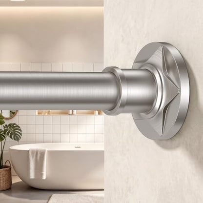 Nickel Tension Shower Curtain Rod 30-96 In (8ft) 1.1" Diameter Stainless Steel, Rustproof Heavy Duty, No Drilling Adjustable Room Divider for Bathroom Window Patio Closet - color: Nickel, size: 30-96''