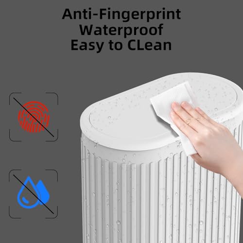 KSSKSS 1.8 Gallons Small White Bathroom Trash Can with Lid, Slim Bathroom Garbage Bin, Removable Liner Bucket, Dog Proof Trash Can with Pop-Up Lid for Bedroom,Toilet - color: White