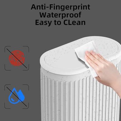 KSSKSS 1.8 Gallons Small White Bathroom Trash Can with Lid, Slim Bathroom Garbage Bin, Removable Liner Bucket, Dog Proof Trash Can with Pop-Up Lid for Bedroom,Toilet - color: White