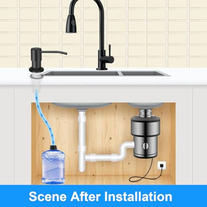 Soap Dispenser Kitchen Sink, Sink Soap Dispenser, 47" Extension Tube kit, Dish Soap Dispenser Pump, No Need More Refills (Black) - color: Black