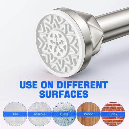 Nickel No-Drill Shower Rod - 32-80 Inches, Anti-Slip Tension Curtain Rod - color: nickel, size: 32-80 inches