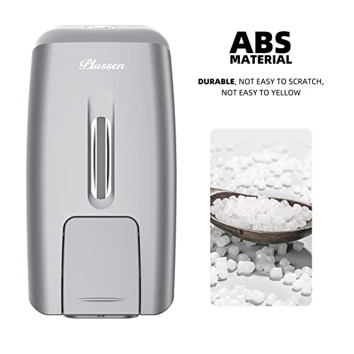 Commercial Wall Mount Soap Dispenser, Refillable ABS Plastic Manual Liquid Hand Soap Sanitizer Dispenser, 27oz (800ml) Large Capacity for Restaurant Office Public Restroom - color: Silver, size: PN9088-Silver