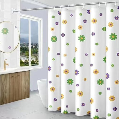 TIKABC Shower Curtain Liner, 4G PEVA Shower Liner, Plastic Waterproof Shower Curtains, with Grommet Holes and 3 Magnetic Weights(Purple Flower)