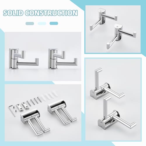 Angle Simple Towel Hook, Swivel Hand Towel Holder, Polished Chrome, 2 Pack | SUS304 Stainless Steel Robe Coat Hooks, Move from Side to Side, Fold to the Wall, for Bathroom Kitchen Closet, Screws Mount - color: Polished Chrome, size: 2 Pack