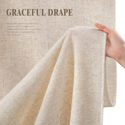 Linen Shower Curtain Beige Boho Cream Natural Cloth 54" W x 72" L | Linen Fabric, Boho Farmhouse, Woven Texture, Natural Cloth, Elegant Drape, Washable, Shower Curtain for Bathroom Bathtub - color: Linen-beige, size: 54"W x 72"L