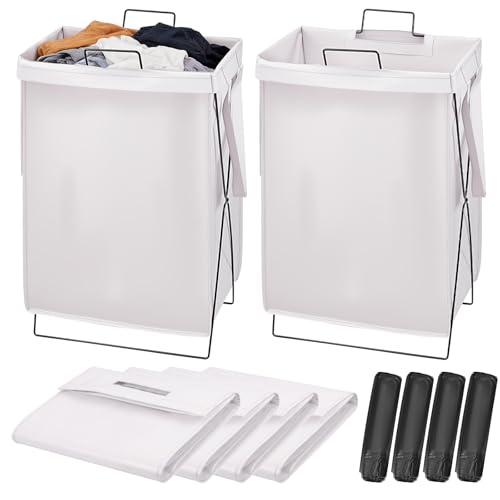 13-Gallon Slim Laundry Hamper – Collapsible Clothes Basket for Bedroom, Bathroom, Dorm & Apartment, Foldable Laundry Bin with X-Shaped Steel Support