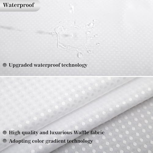YI & ZE White Waffle Weave Shower Curtain with Snap-in Liner, 72W x 72L | Slub Textured Heavy Fabric, Waterproof & Washable, Equipped with 12 Metal Hooks - color: Waffle White, size: 72"W x 72"L (Pack of 1)