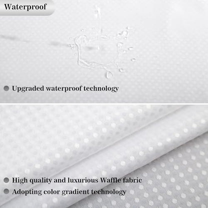 YI & ZE White Waffle Weave Shower Curtain with Snap-in Liner, 72W x 72L | Slub Textured Heavy Fabric, Waterproof & Washable, Equipped with 12 Metal Hooks - color: Waffle White, size: 72"W x 72"L (Pack of 1)