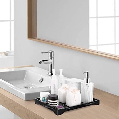 Luxspire Marble Tray for Soap Dispenser Perfume Jewelry, L, Ink Black | 11 x 8 inch, non-slip waterproof resin, easy wipe clean, fits bath kitchen vanity, holds jewelry toiletries soap - color: A - Ink, style: Large
